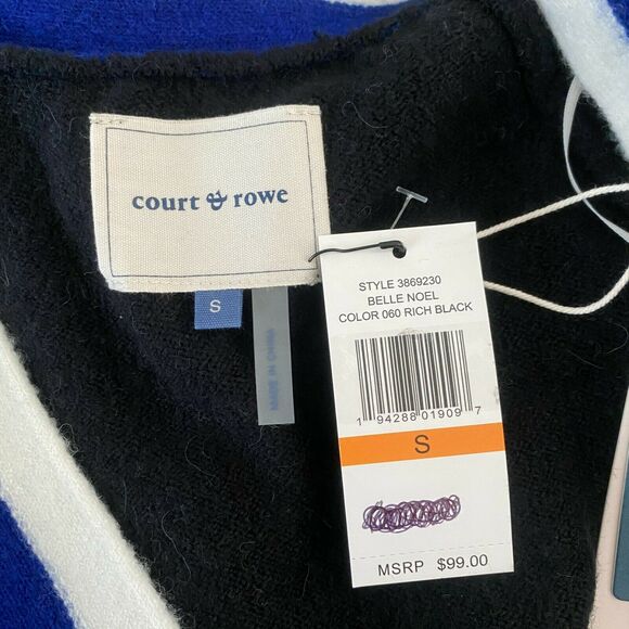 Court & Rowe Womens Stripe Trim Cardigan Sweater Button Up Black S Small - Picture 6 of 8